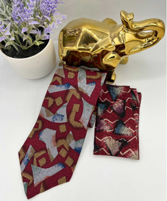 Italian Silk Handkerchief Pocket Square with Rep Pattern - Image 2