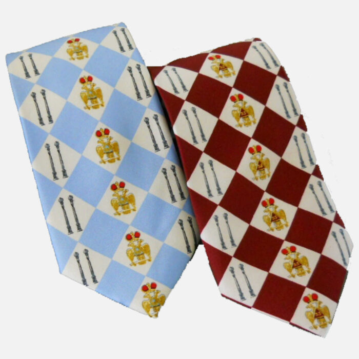 Shriner’s 33rd Degree Black Checkerboard Necktie in 3 color variations - Image 2