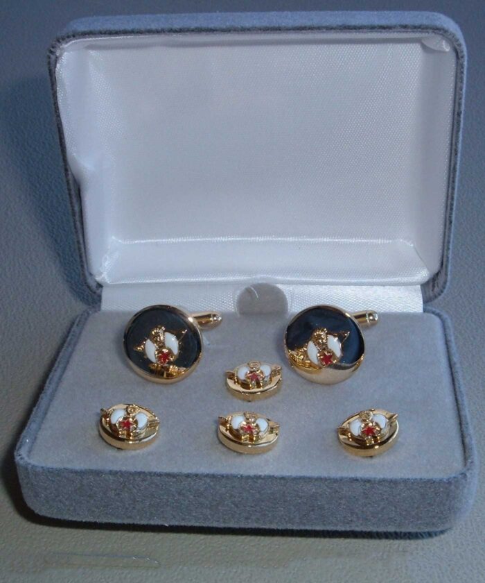 Shriner’s Formal Set with 2 Cufflinks & 4 Button Covers in Gold and Black